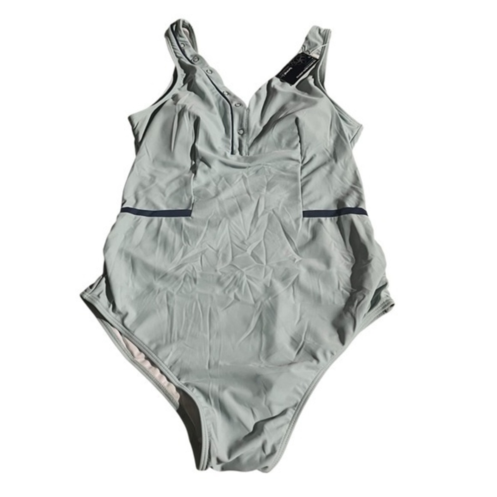 NWT! Summer Mae Women's V-Neck High Leg One Piece Sage Swimsuit Size S